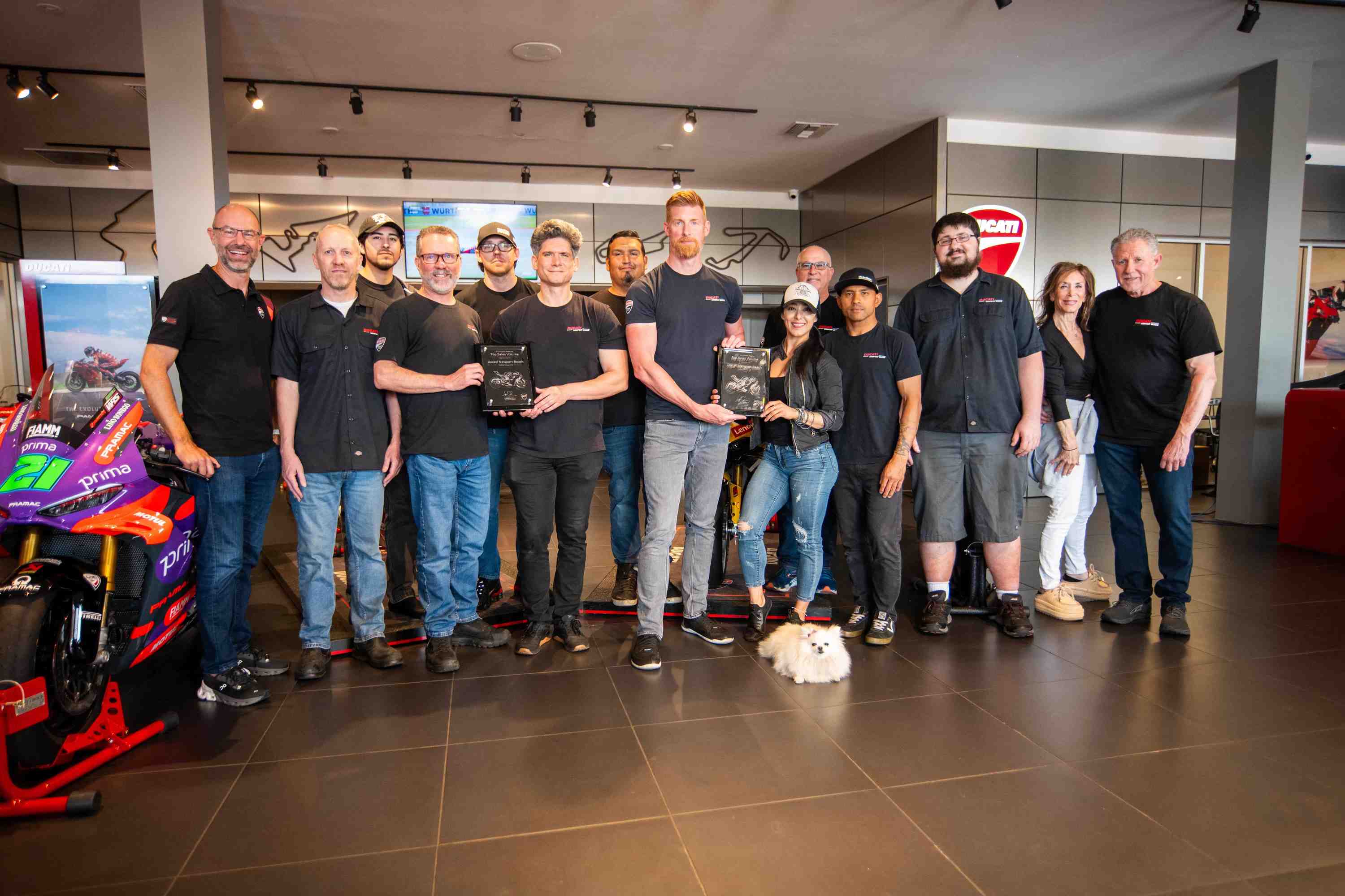 Ducati Newport Beach Team receiving the awards for 2024 Top Sales in the Southwest Region and North…